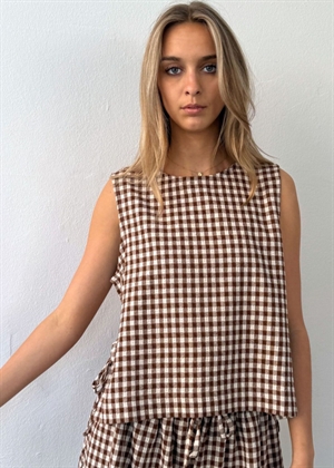 Leonie check top Check Brown/Offwhite Boii Studios 